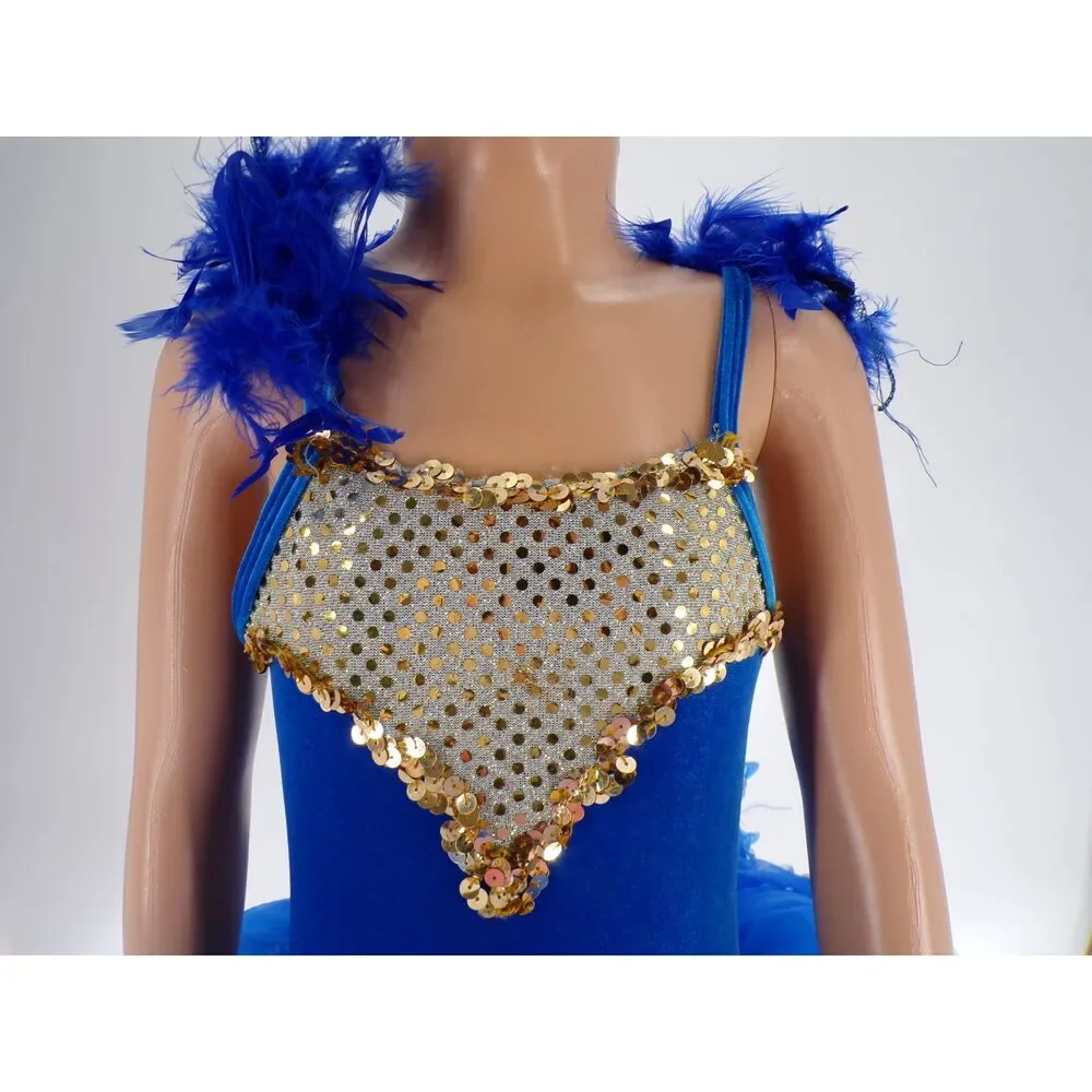 Pre-Owned Dance Costume Curtain Call E2592 XS Child Royal Blue Jazz
